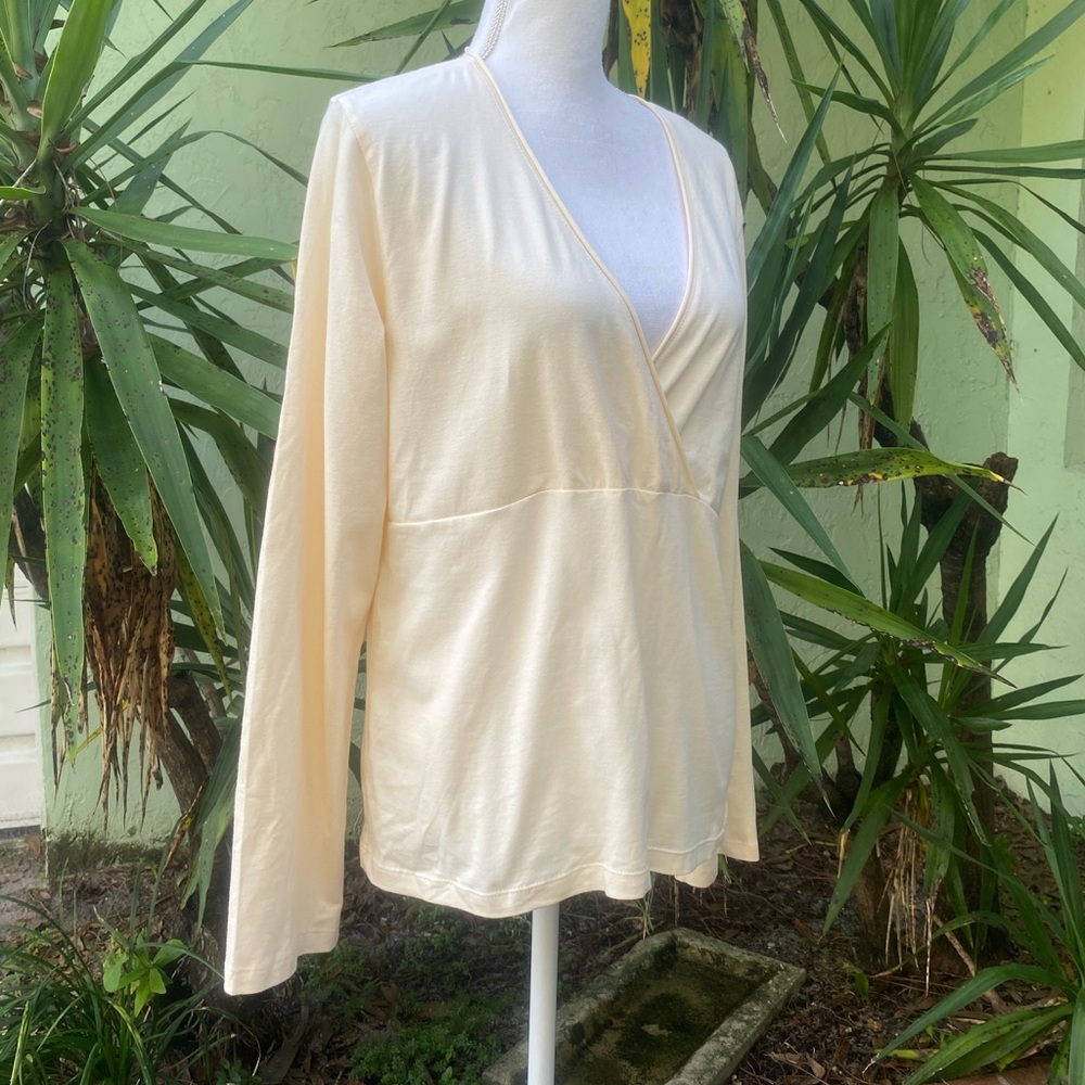 Cream Organic Cotton V Neck Shirt
